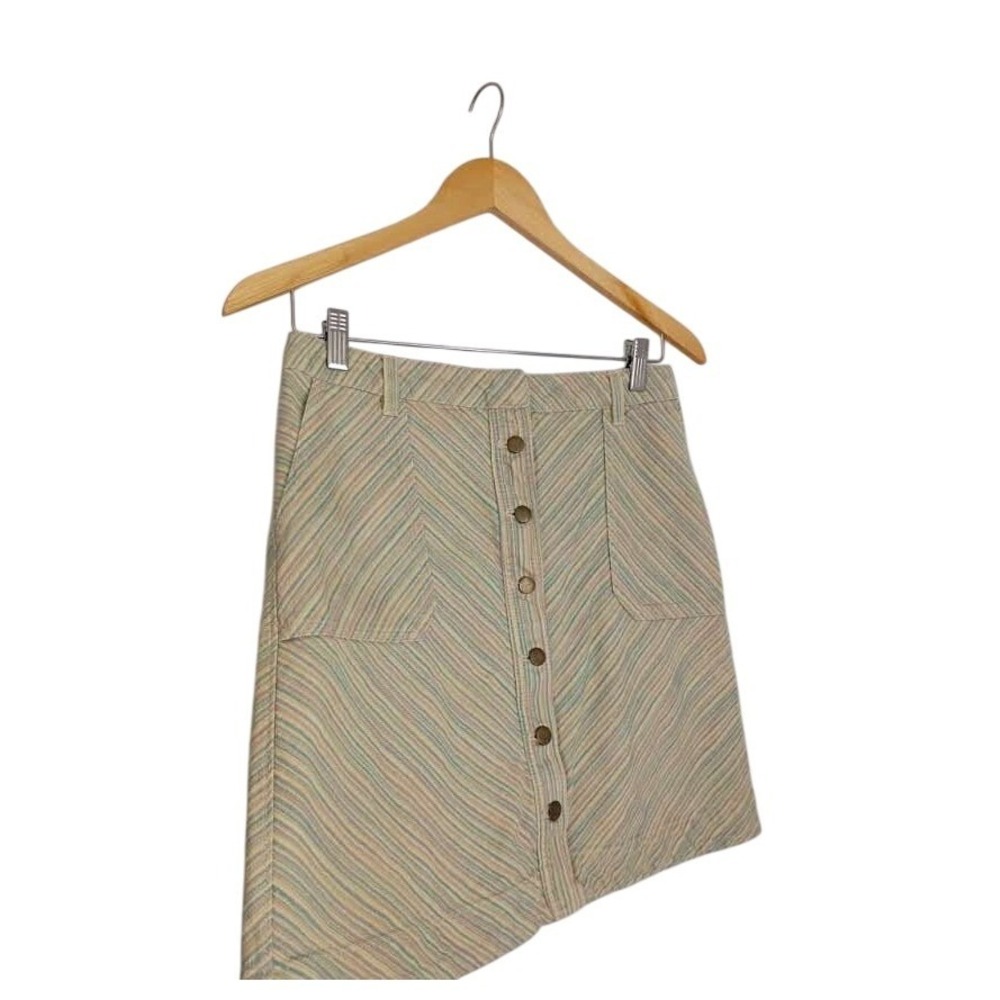 AnthropologieCloth & Stone Striped Mini Skirt Button Front 100% Cotton W28 S 8